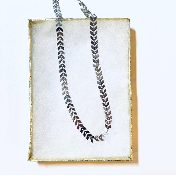Chevron Silver Choker 16” Necklace - Picture 8 of 11